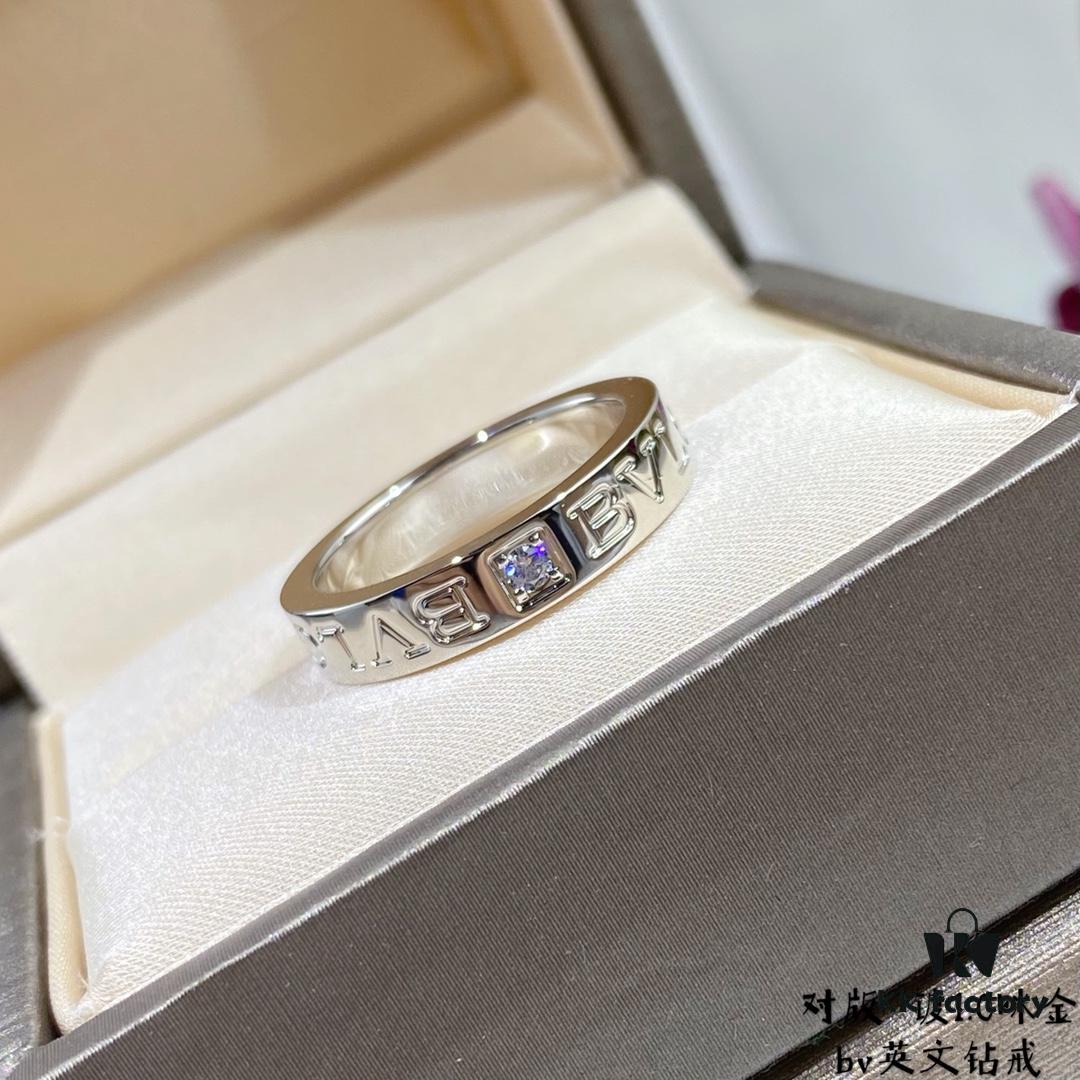 New Arrival V Gold Plated 1.0 Micron Gold Bvlgari-Style Diamond Ring, Most Popular Design, Eternal Classic, High-End Micro-Paved High-Carbon Diamond Material, Authentic Gold Feel