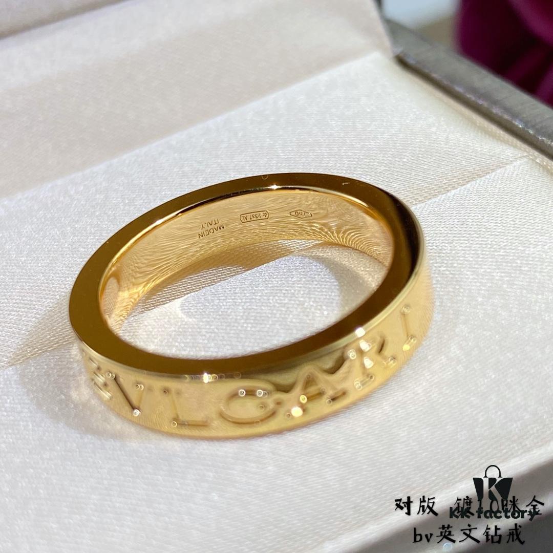 New Arrival V Gold Plated 1.0 Micron Gold Bvlgari-Style Diamond Ring, Most Popular Design, Eternal Classic, High-End Micro-Paved High-Carbon Diamond Material, Authentic Gold Feel