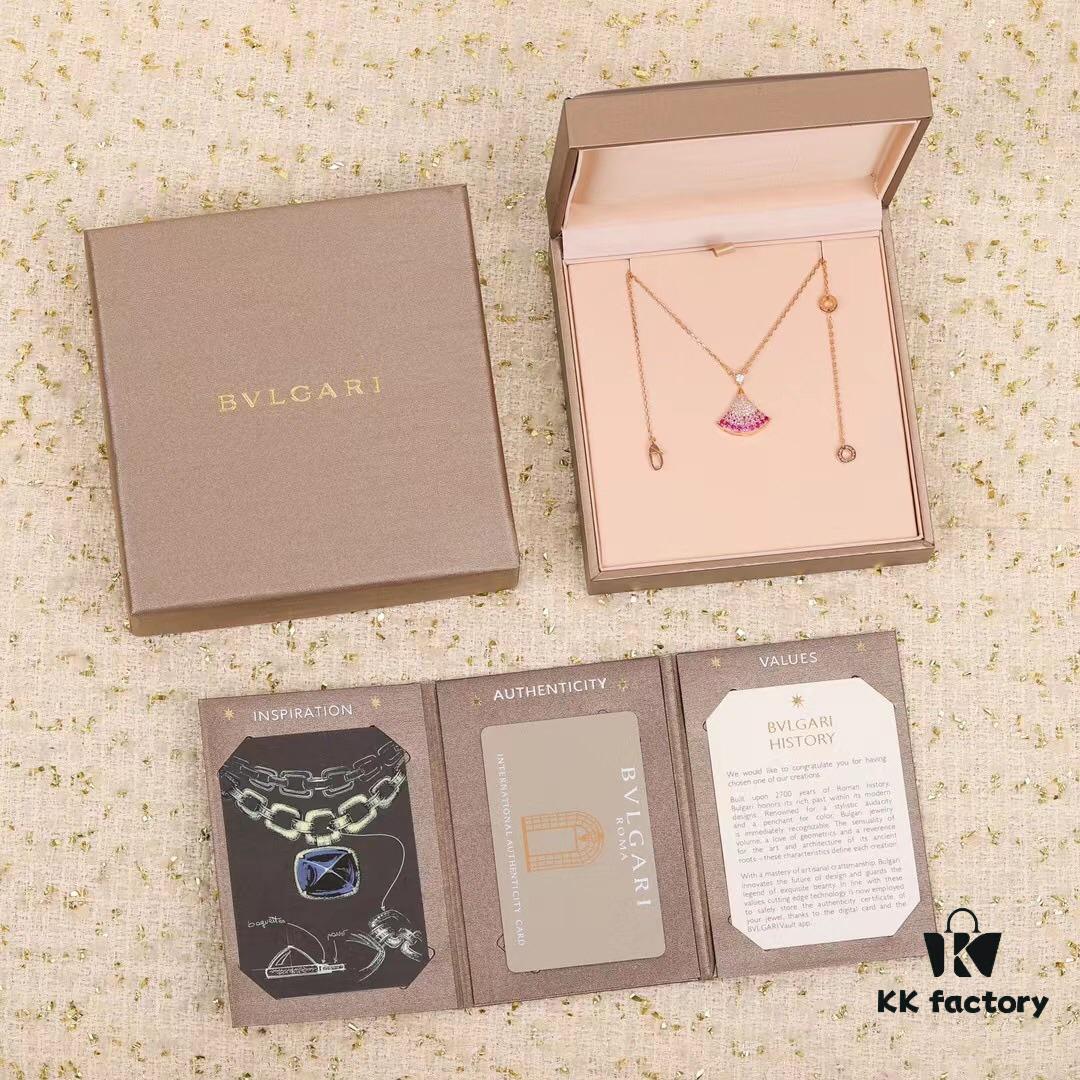 DIVAS' DREAM Series Necklace BVLGARI Bulgari Limited Edition for Qixi Valentine's Day, 18K Rose Gold with Round Brilliant Diamond (0.07ct), Pink Sapphire (0.57ct), and Pavé Diamonds (0.14ct)