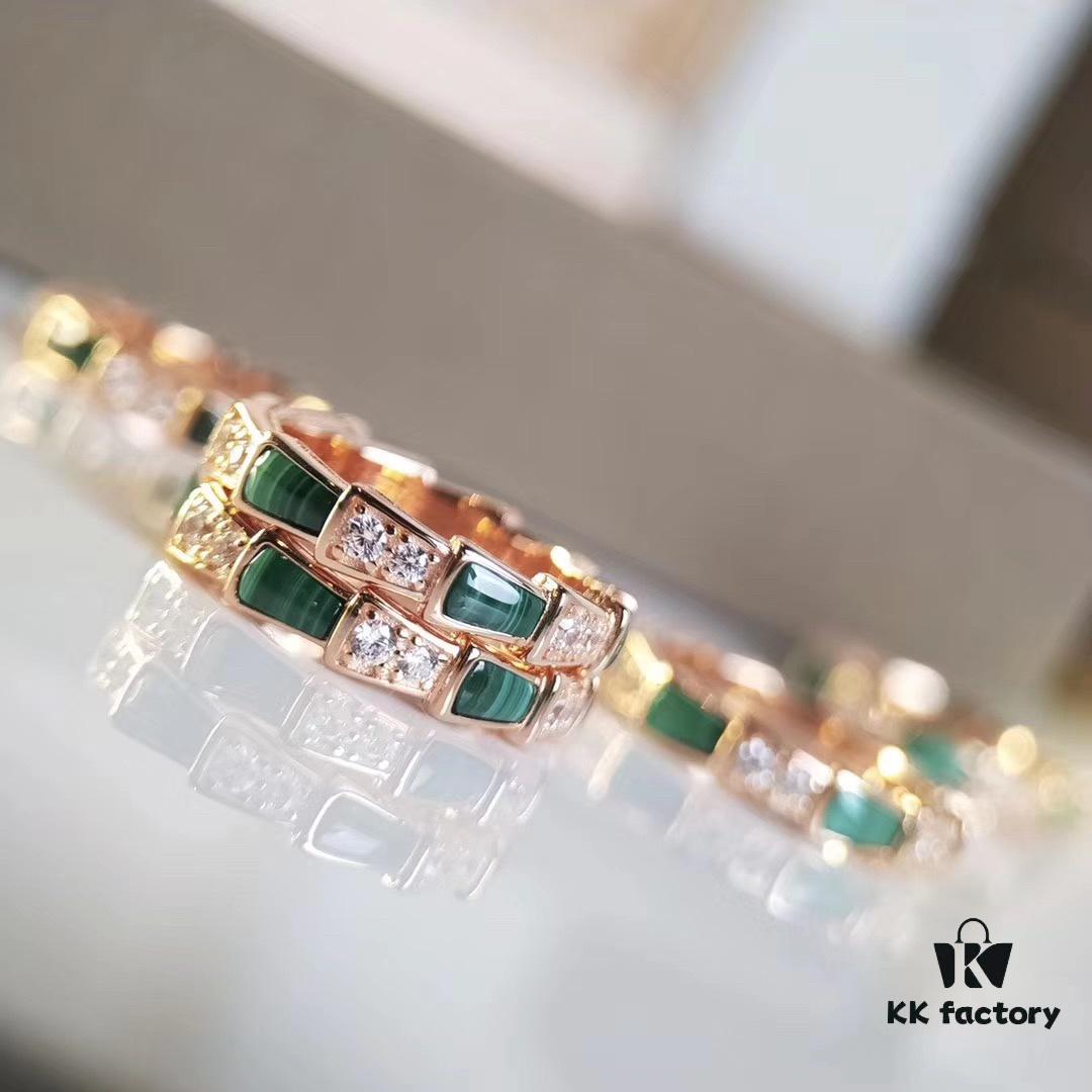 Bvlgari Serpenti Viper Series Smooth Half-Pavé Snakebone Ring