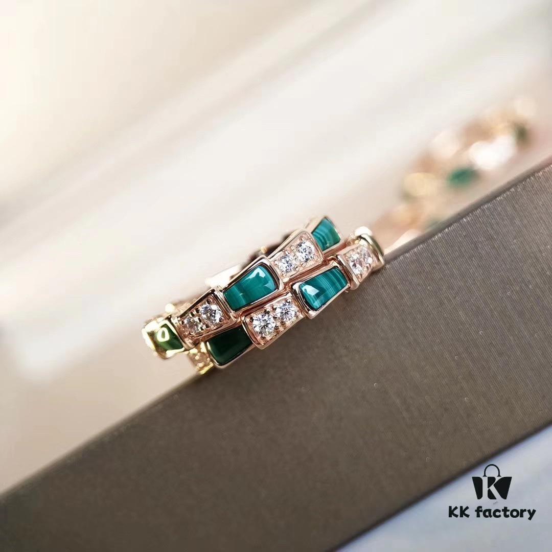 Bvlgari Serpenti Viper Series Smooth Half-Pavé Snakebone Ring