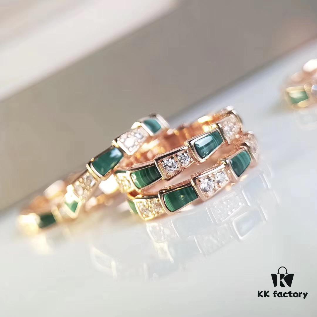 Bvlgari Serpenti Viper Series Smooth Half-Pavé Snakebone Ring