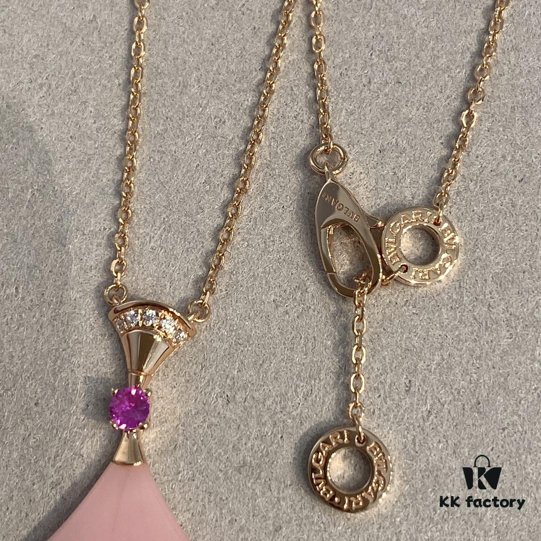 New Arrival, Bvlgari Diva's Dream Series, Limited Edition Pink Opal and Pink Sapphire Pendant Necklace for Qixi Festival