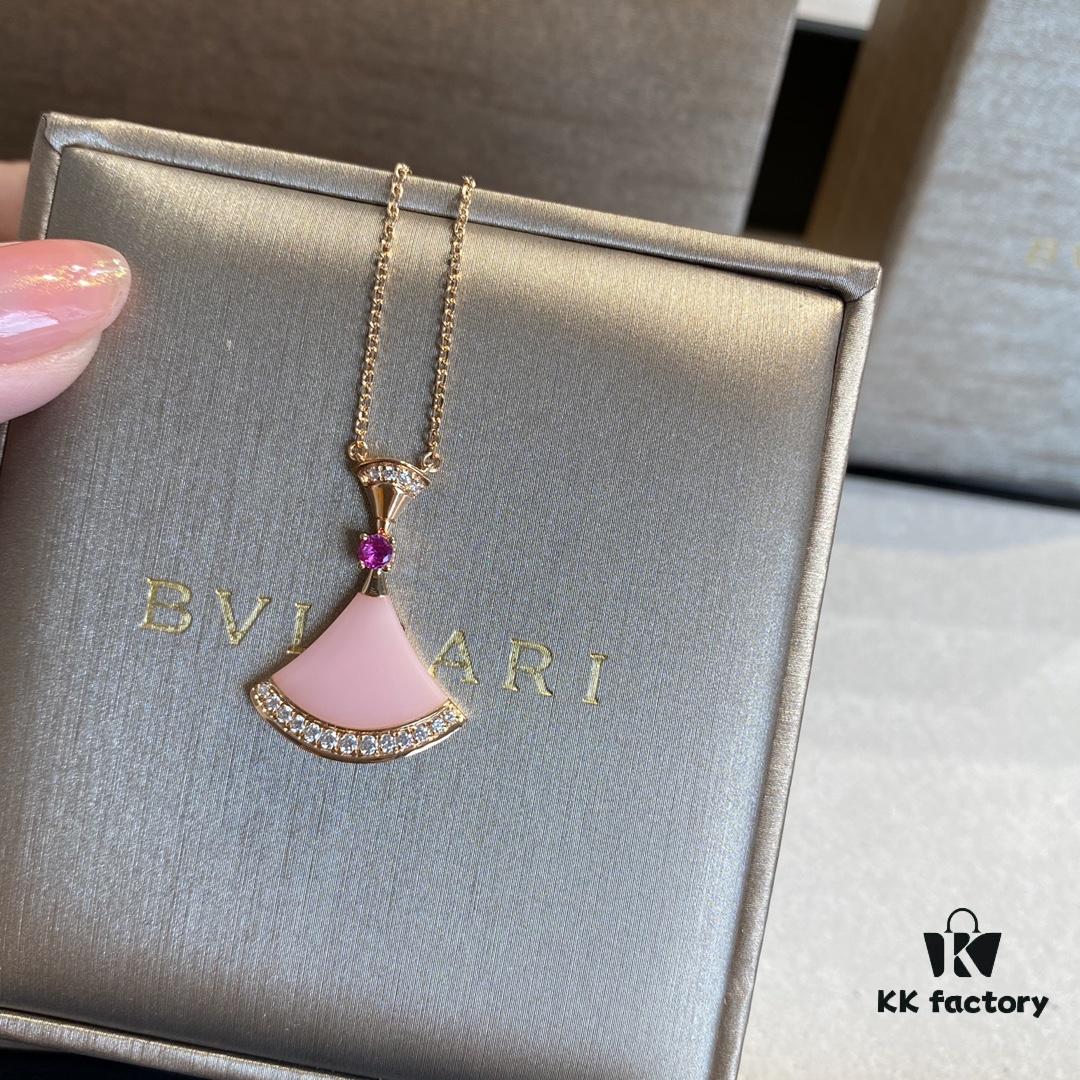 New Arrival, Bvlgari Diva's Dream Series, Limited Edition Pink Opal and Pink Sapphire Pendant Necklace for Qixi Festival
