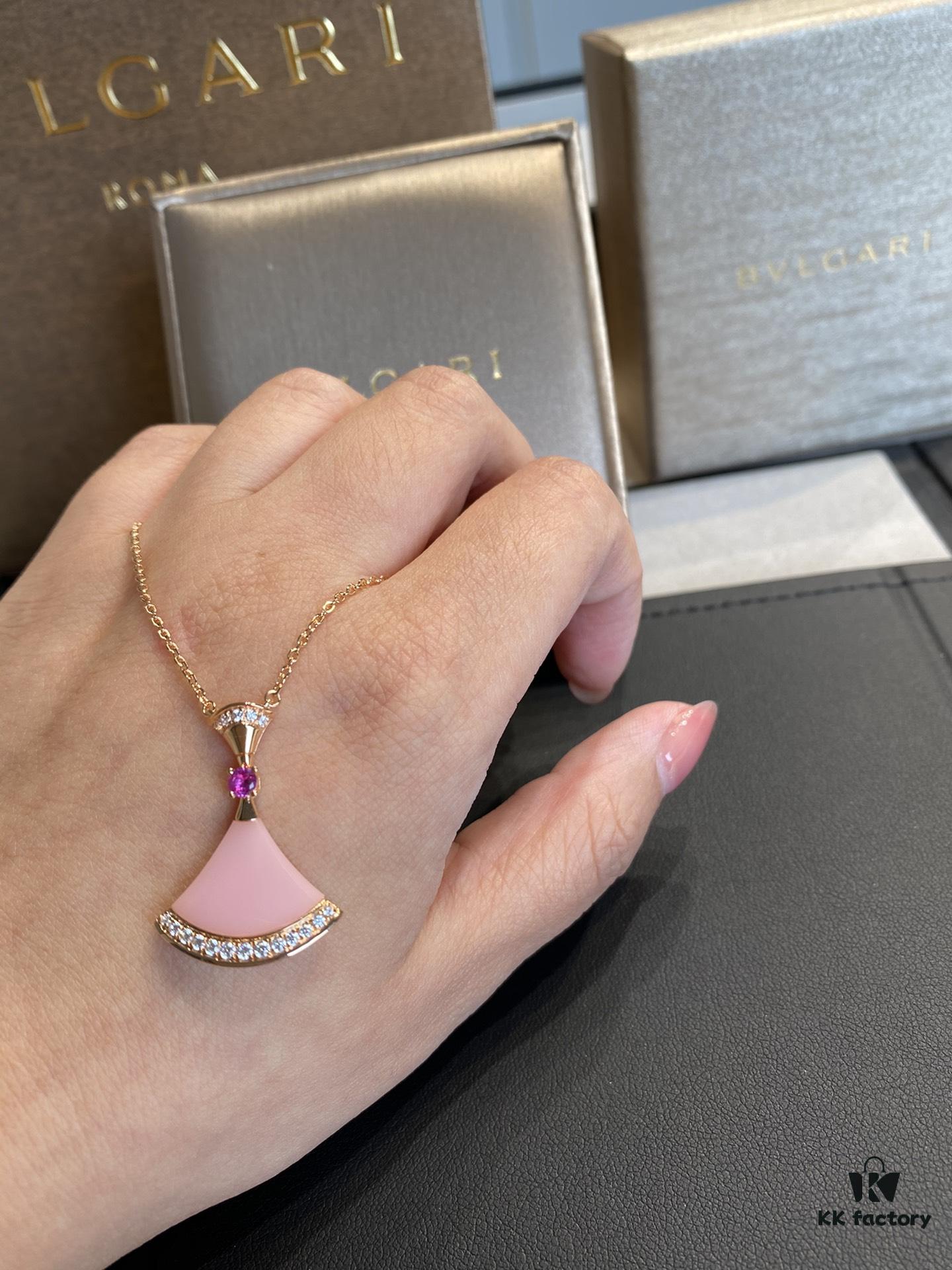 New Arrival, Bvlgari Diva's Dream Series, Limited Edition Pink Opal and Pink Sapphire Pendant Necklace for Qixi Festival