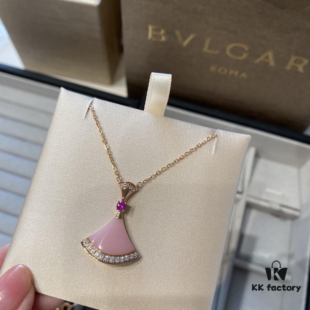 New Arrival, Bvlgari Diva's Dream Series, Limited Edition Pink Opal and Pink Sapphire Pendant Necklace for Qixi Festival