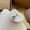 BVLGARI Bvlgari Series Rose Gold Round Stud Earrings and Natural Malachite Fan Pendant Necklace