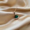 BVLGARI Bvlgari Series Rose Gold Round Stud Earrings and Natural Malachite Fan Pendant Necklace