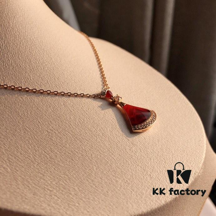 S925 Silver Plated with K-Gold【Bulgari Christmas Limited Edition】Bvlgari DIVAS DREAM Series Rose Gold Necklace, Exquisite Design, Highly Recommended!