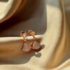 BVLGARI Bulgari Series Rose Gold Round Stud Earrings and Sparkling Diamond Fan-Shaped Drop Earrings