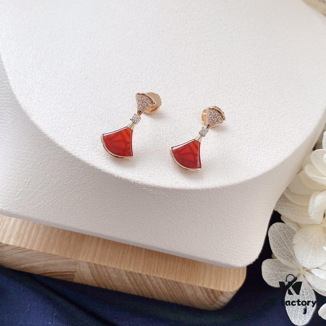 Bvlgari Divas Dream Series Rose Gold Red Stud Earrings - Christmas Limited Edition