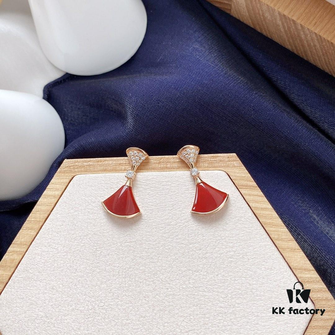 Bvlgari Divas Dream Series Rose Gold Red Stud Earrings - Christmas Limited Edition