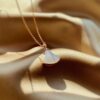 S925 Silver Plated with K Gold Bulgari Divas Dream Series Mother-of-Pearl Fan Pendant Necklace, Champagne Gold and White, Versatile Elegant Style