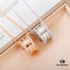B.zero 1 Necklace Inspired by Roman Colosseum with Spiral Design in Rose Gold Plating and Diamond-Paved Details