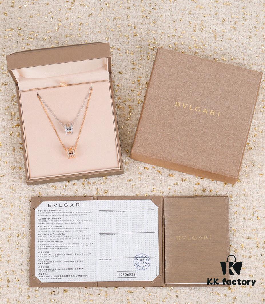 B.zero 1 Necklace Inspired by Roman Colosseum with Spiral Design in Rose Gold Plating and Diamond-Paved Details