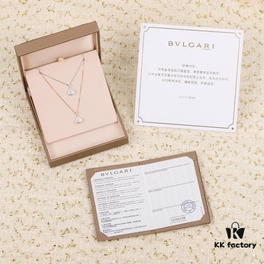 Silver Material 204318 | Xiaoskirt Necklace Z+ | Authentic Bulgari Diva Diamond-Paved Fan Necklace Replica