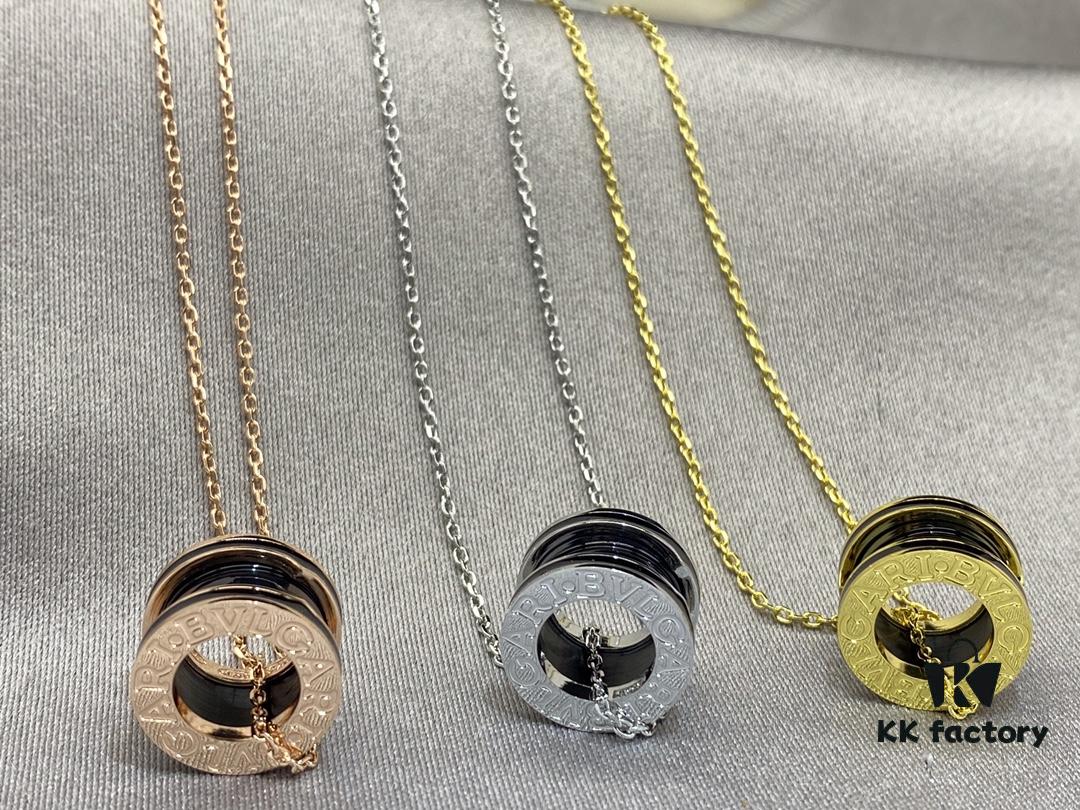 Bulgari New Legend Ceramic Necklace in Bold Design with 925 Sterling Silver Heavily Plated in 18K Gold