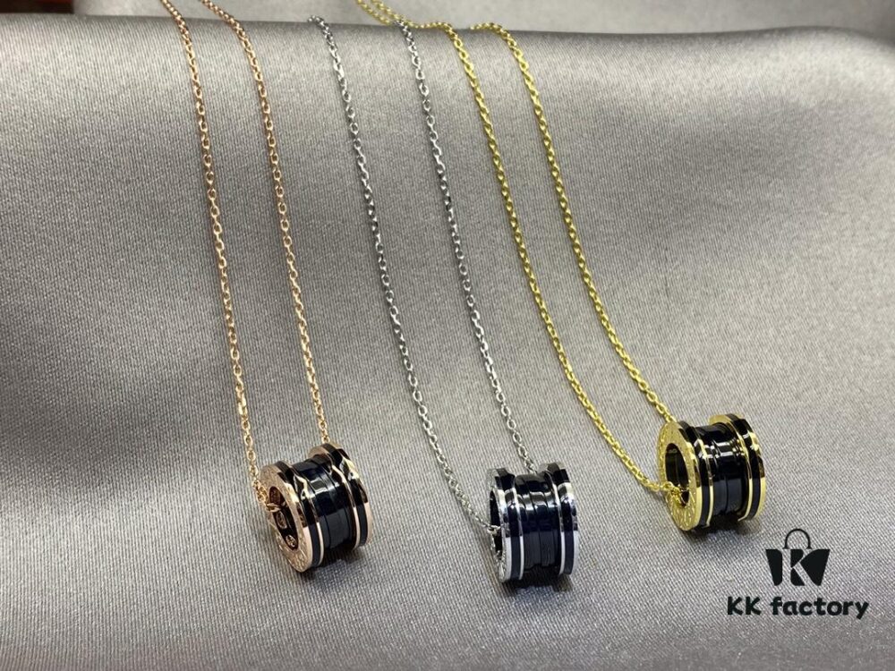 Bulgari New Legend Ceramic Necklace in Bold Design with 925 Sterling Silver Heavily Plated in 18K Gold