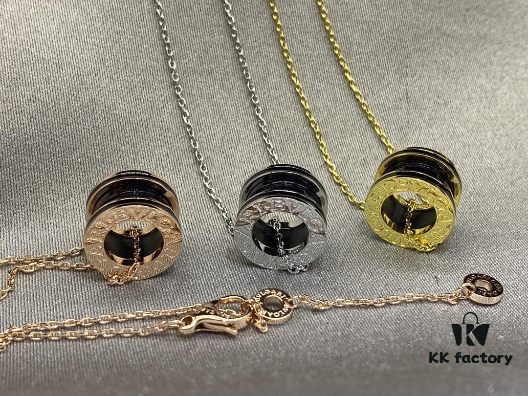 Bulgari New Legend Ceramic Necklace in Bold Design with 925 Sterling Silver Heavily Plated in 18K Gold