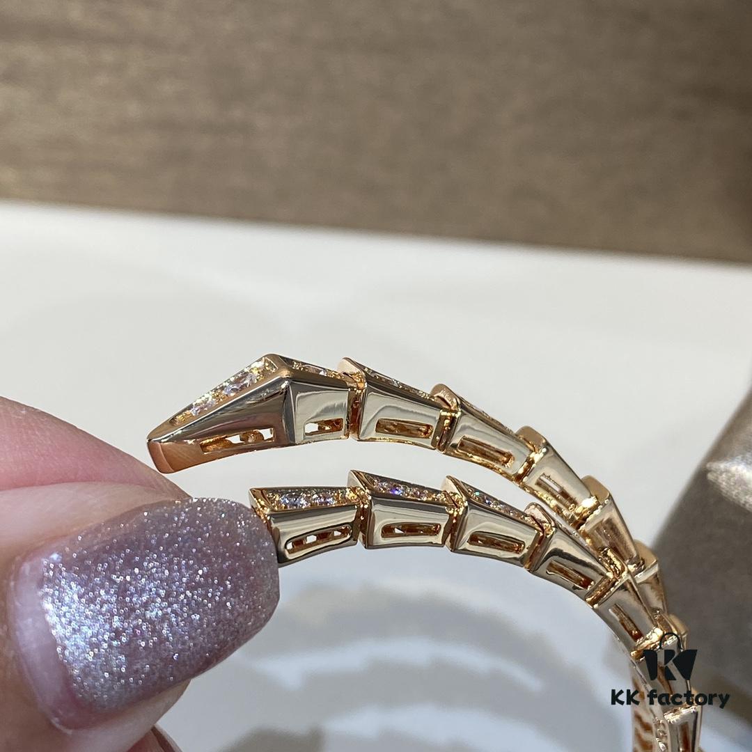 BVLGARI Classic Serpenti Bracelet - Luxury Spring Design with Premium V-Gold and Imported Diamonds