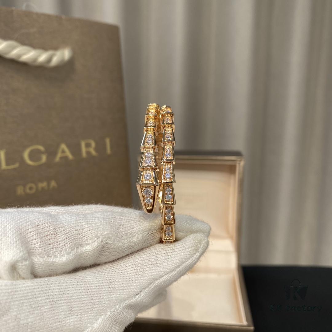 BVLGARI Classic Serpenti Bracelet - Luxury Spring Design with Premium V-Gold and Imported Diamonds