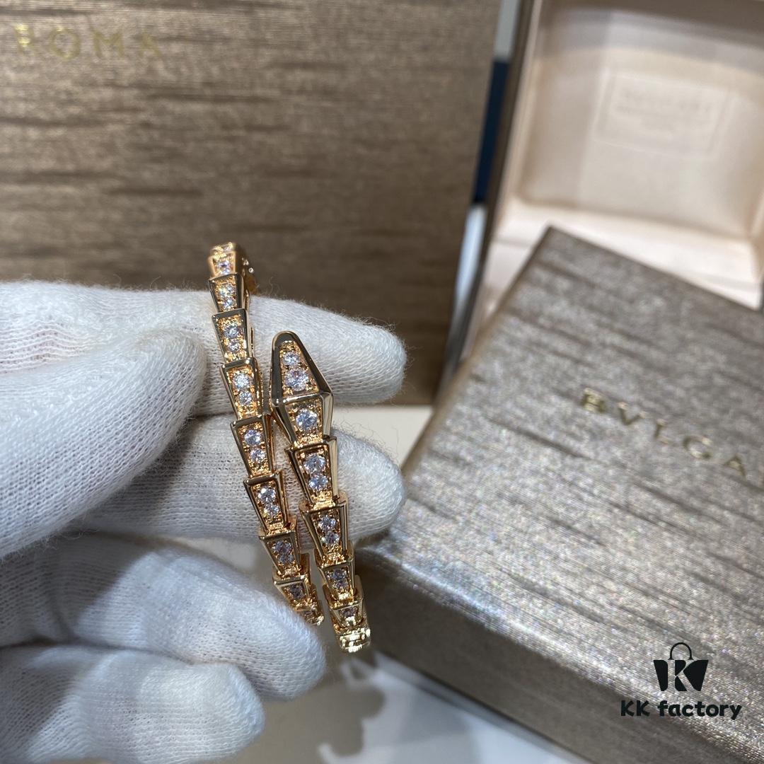 BVLGARI Classic Serpenti Bracelet - Luxury Spring Design with Premium V-Gold and Imported Diamonds