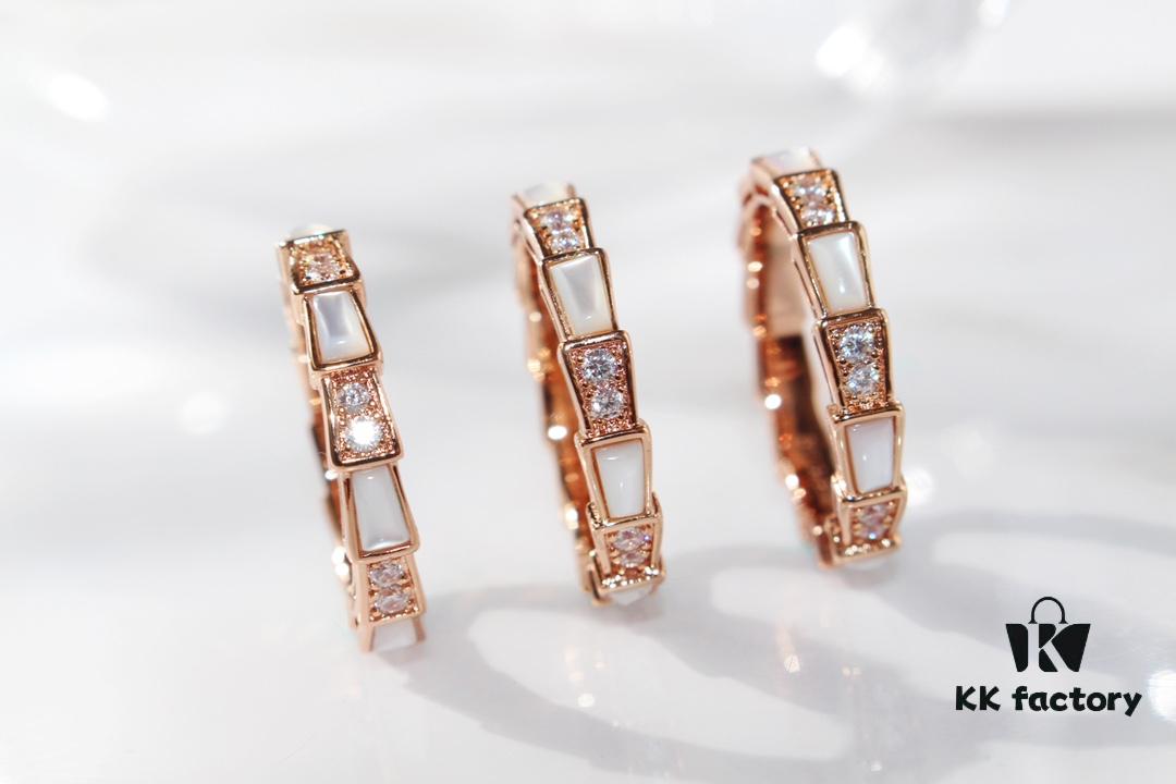 Bvlgari Serpenti Ring with White Mother-of-Pearl and Diamonds