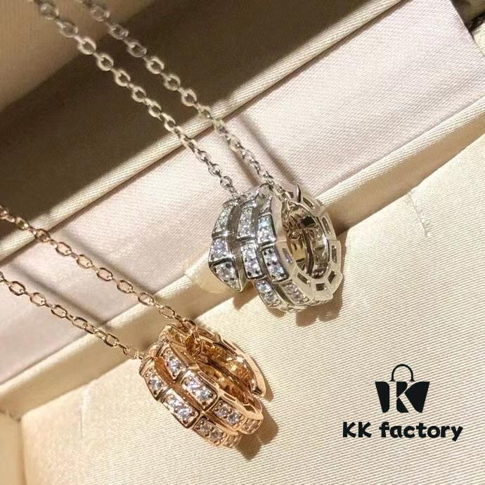 Bvlgari Serpenti Double Snake Necklace - Premium Craftsmanship, 925 Sterling Silver, Rose Gold & White Gold Plated, Authentic Engraving, High-End Replica