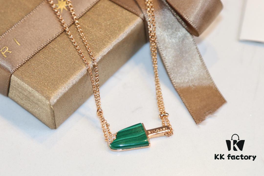 BVLGARI Bulgari New White Mother-of-Pearl and Malachite Ice-Cream Necklace