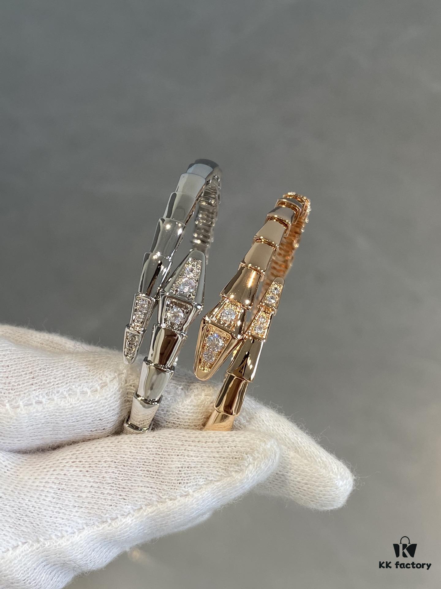 Bvlgari New Serpenti Snake Bracelet with Diamond-Set Head and Tail