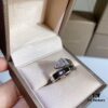 925 Bvlgari Single Circle Smooth Snake Ring with Diamond Head