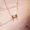HER*ESH Hermès Classic H Necklace – Latest Arrival in Milk Tea Gray Tone, Elegant and Refined!