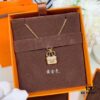 Hermes HERMES Bag Pendant Necklace, 925 Sterling Silver Plated with 18K Gold, Full Diamond and Logo Design, Available in Gold, Rose Gold, and Silver