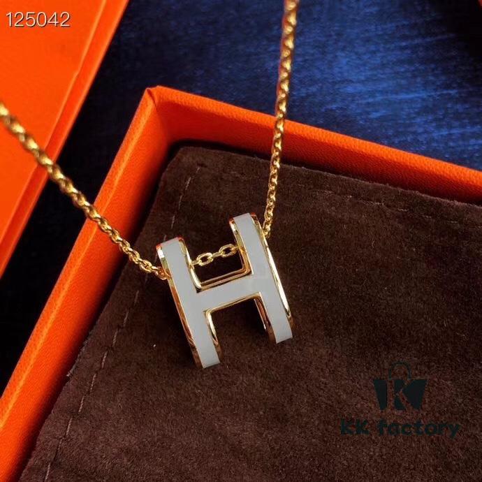 Hermes Essential Color Enamel Necklace, Curved Design by Paloma Picasso