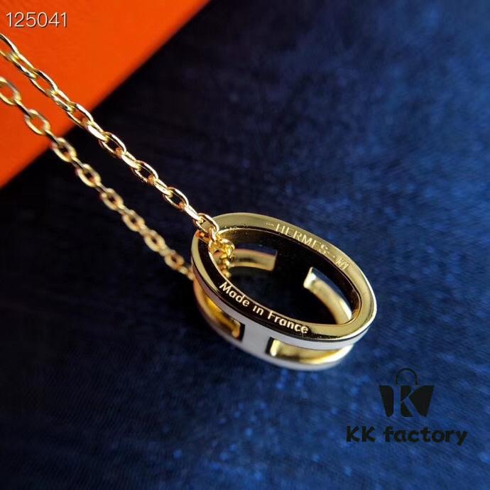 Hermes Essential Color Enamel Necklace, Curved Design by Paloma Picasso