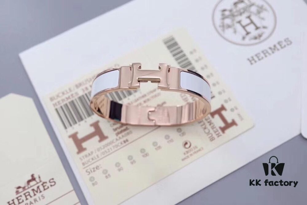 HERMES Enamel H Bracelet - Rose Gold Edge