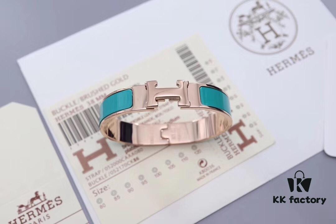 HERMES Enamel H Bracelet - Rose Gold Edge