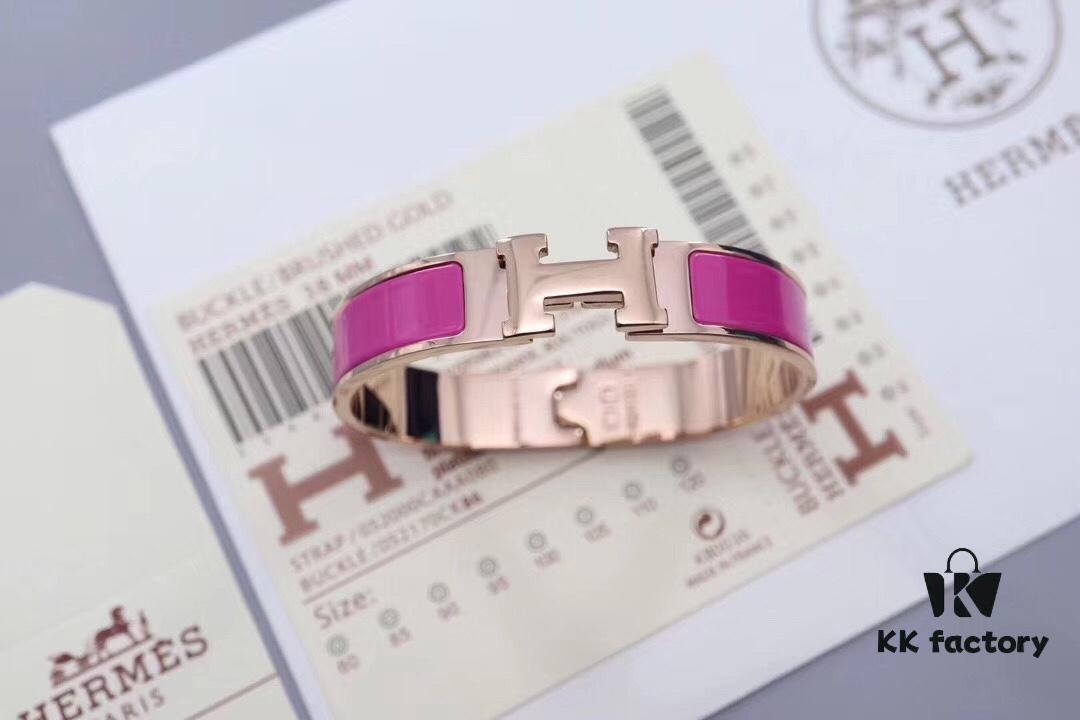 HERMES Enamel H Bracelet - Rose Gold Edge