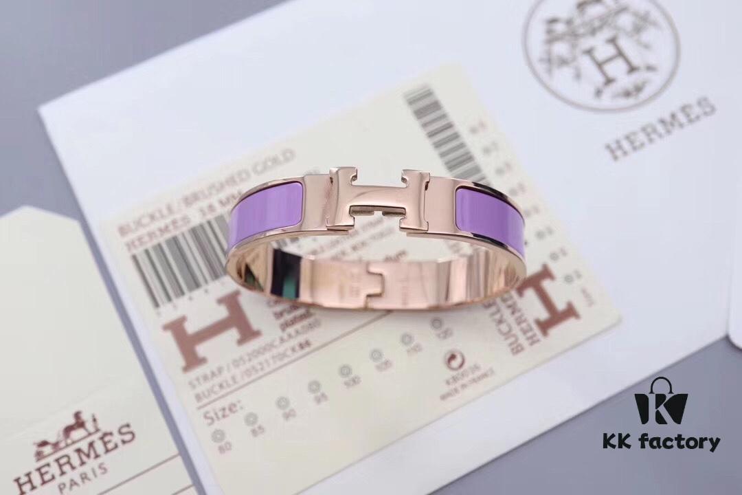 HERMES Enamel H Bracelet - Rose Gold Edge