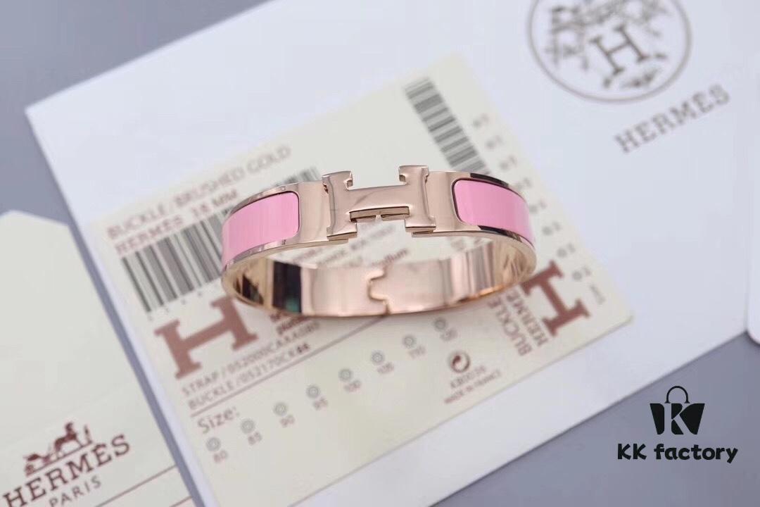 HERMES Enamel H Bracelet - Rose Gold Edge
