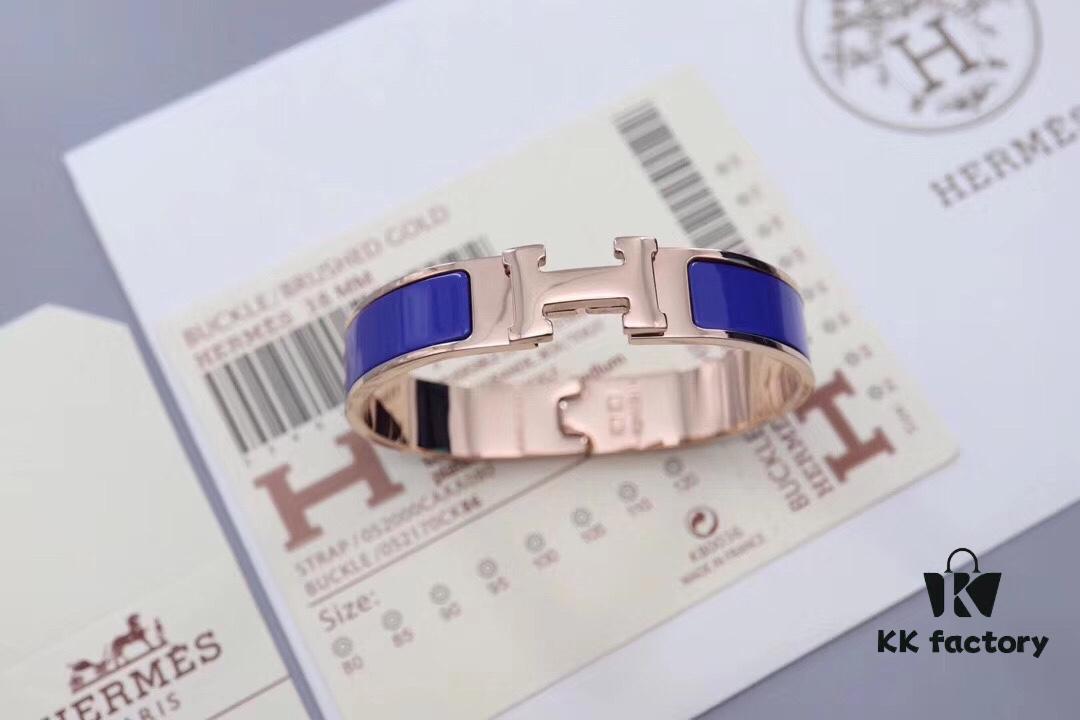 HERMES Enamel H Bracelet - Rose Gold Edge