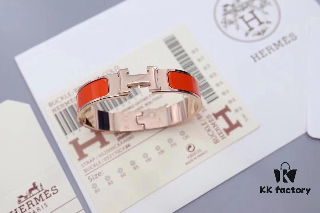 HERMES Enamel H Bracelet - Rose Gold Edge