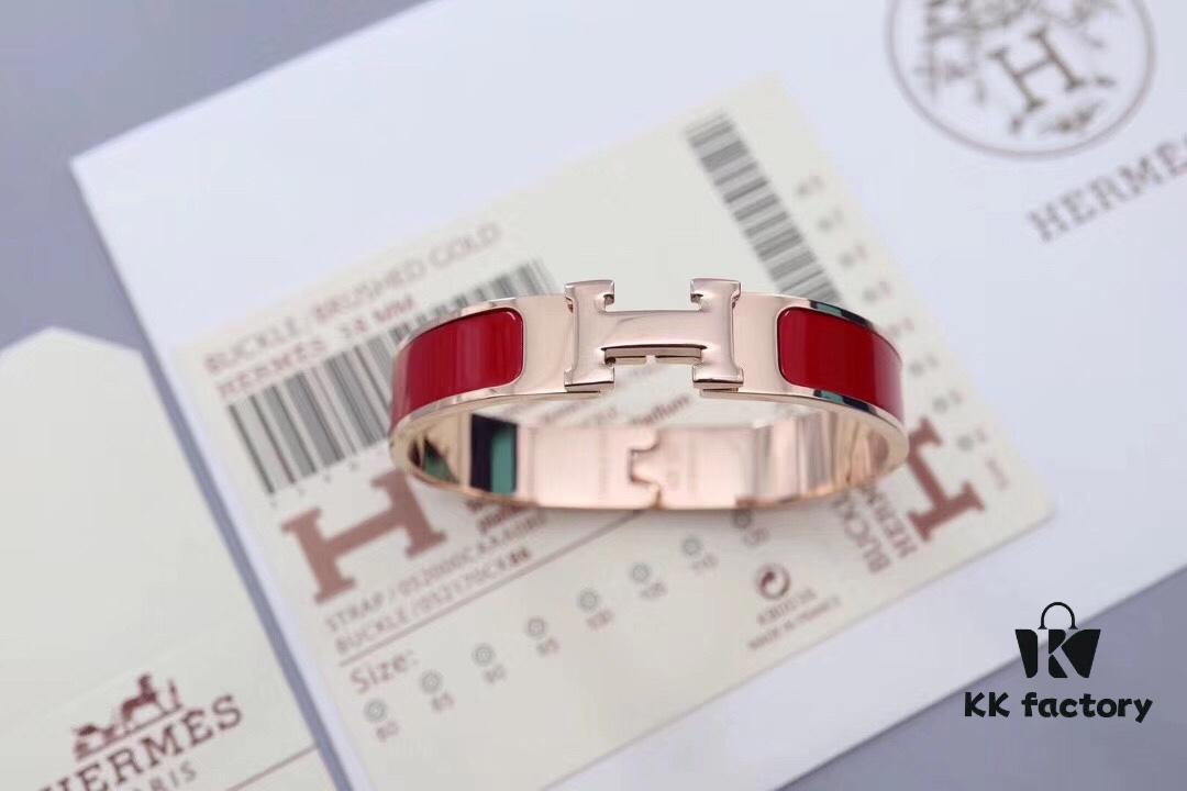 HERMES Enamel H Bracelet - Rose Gold Edge
