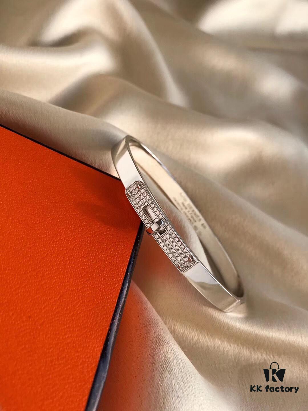 Hermès Kelly White Gold Half-Diamond Bracelet