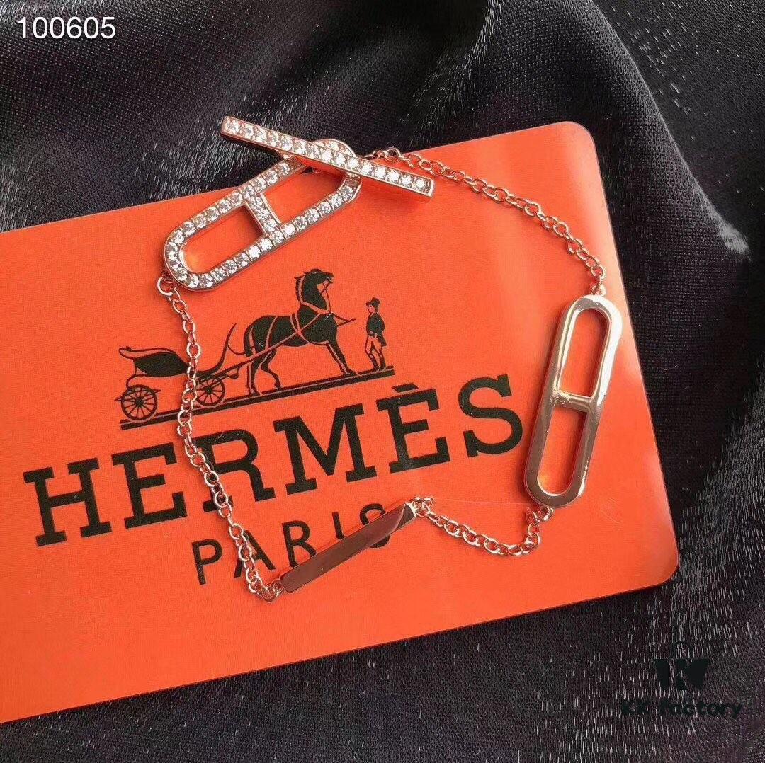 Hermès Porcupine Charm Bracelet in Rose Gold with Diamonds