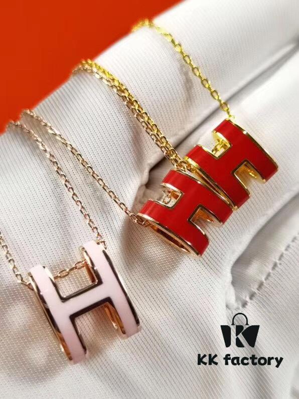Mini POP Hermès H Enamel Pendant Necklace