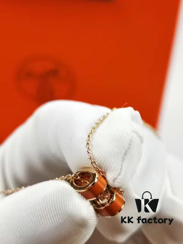 Mini POP Hermès H Necklace, Each with Unique Code, Mijin Electroplating! Hermès Enamel Curved H Necklace, Gold, Rose Gold, and White Gold Chain Options, Official Store Logo Anti-Counterfeit Tag