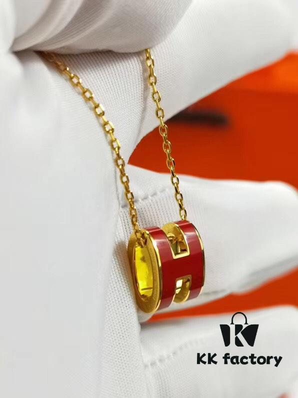 Mini POP Hermès H Enamel Pendant Necklace