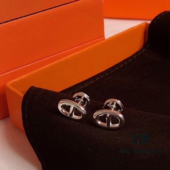 Mini Hermès Pig Nose Stud Earrings / Necklace, Trendy and Fashionable