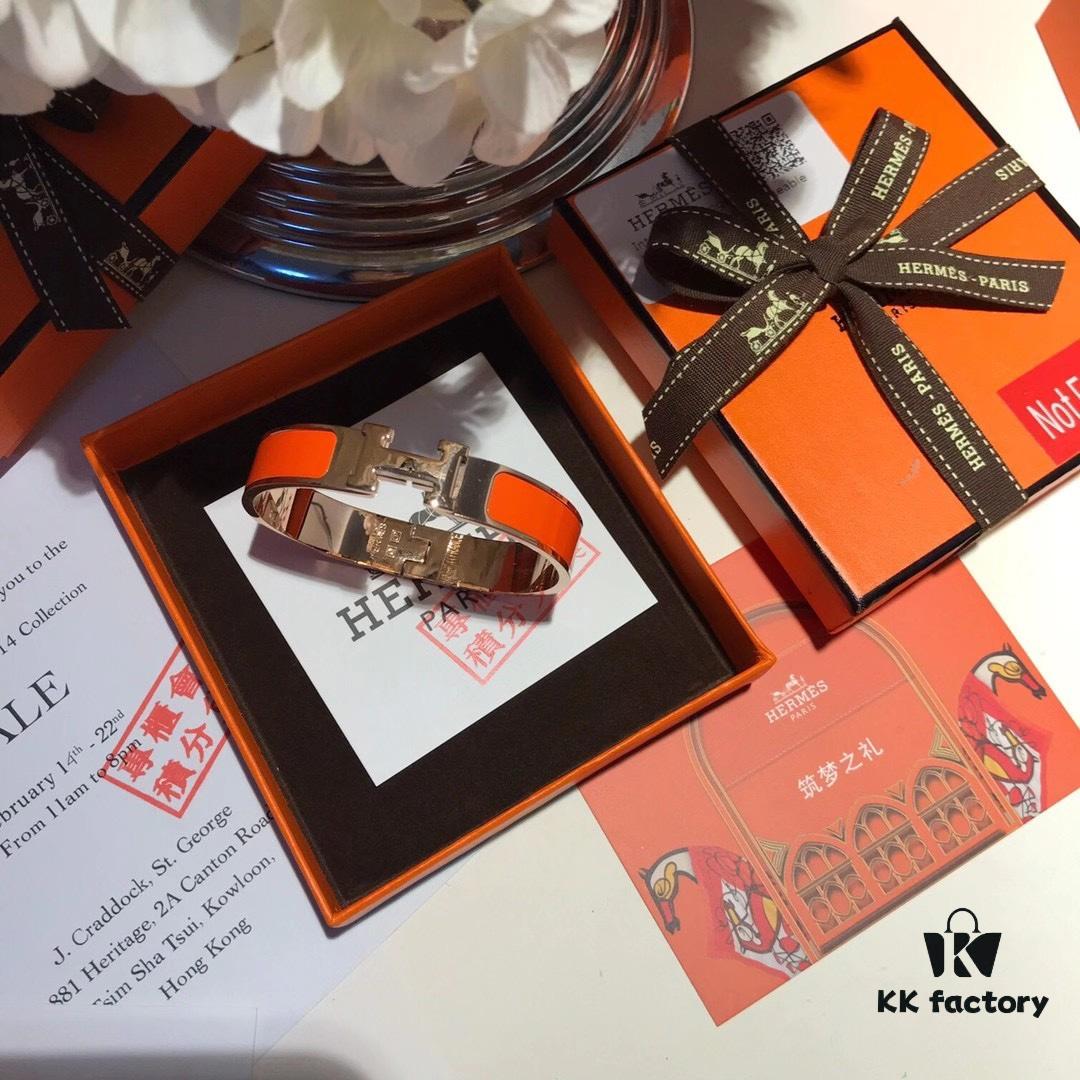 Hermès New H-Initial Enamel Bangle Bracelet